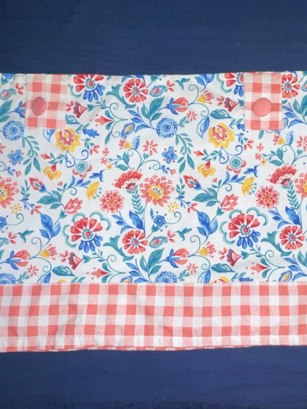 The Pioneer Woman Multicolor Floral and Coral Gingham Valance Curtain